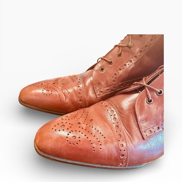 Vintage 90s Almafi Brown Oxford Lace Up Granny Booties Boots 11.5 AA - Picture 6 of 11